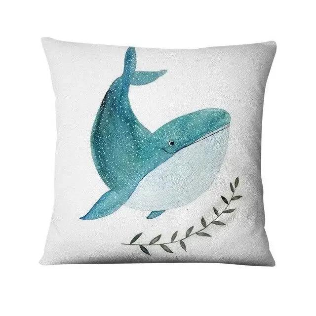 Nordic Ocean Cushion Decoration Pillow Cartoon Whale Print Pillowcase Home Decoration Sofa Pillow Home Pillow Decoration