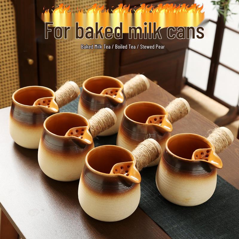 Fire-friendly Ceramic Tea Pot Set: Heat-resistant, perfect for roasting tea, boiling milk, and open flame cooking.