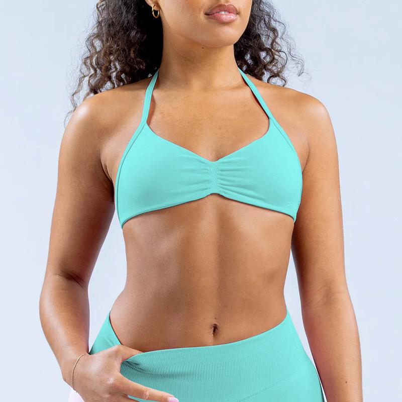 

Высокоэластичный матовый нейлоновый спортивный бюстгальтер с лямкой через шею, быстросохнущий, для бега, фитнеса и йоги XS