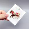 Red Horse Rhinestone Brooch - Fashionable Alloy Pin for Woolen Coats & Accessories
