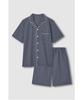 Jaju Men'S Seersucker Pattern Knee-Length Pajama Set_Light Navy