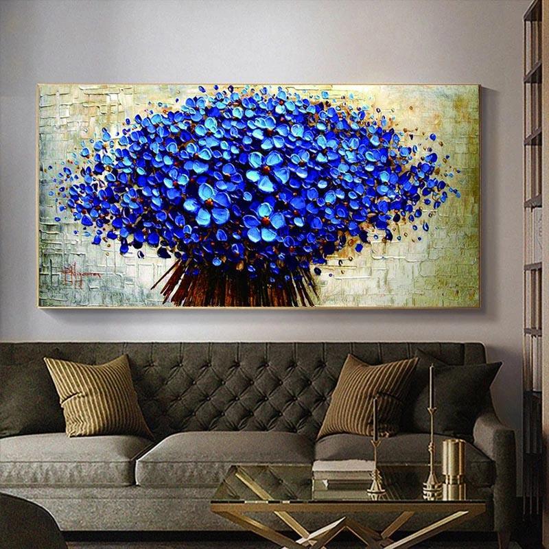 Nordic Abstrakte Blau Rot Blumen Leinwand Malerei Landschaft Poster und Drucke Wand Kunst Bilder für Wohnzimmer Dekor Kein Rahmen