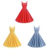 Hebe Style Vintage Dot Print Sleeveless Midi Dress For Casual Travel