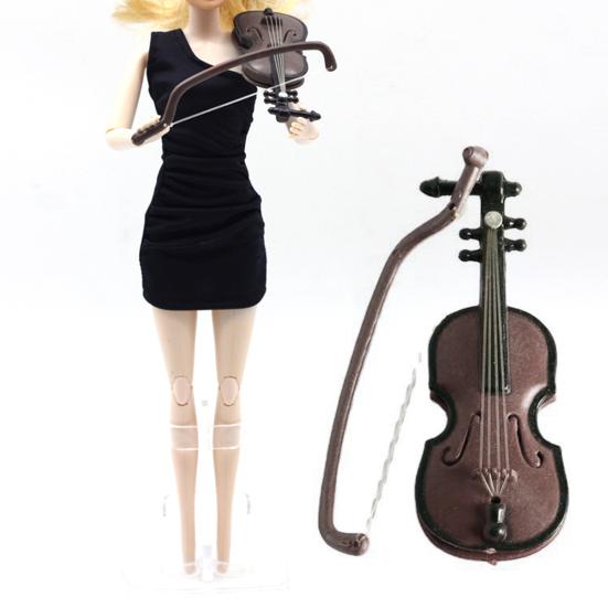 High Simulated Doll House Violin Premium Texture 1/12 Scale Red Miniature Dollhouse Violin for Decoration