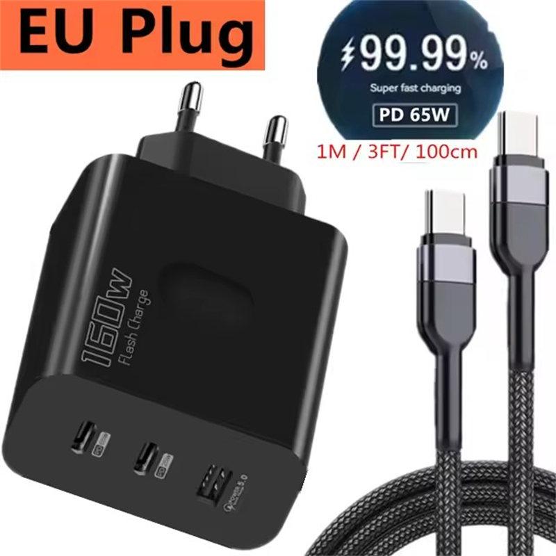 160W USB-lader USB Type C Hurtigladingsadapter Quick Charge 3.0 PD Mobiltelefonlader For iPhone Samsung Xiaomi Redmi OPPO