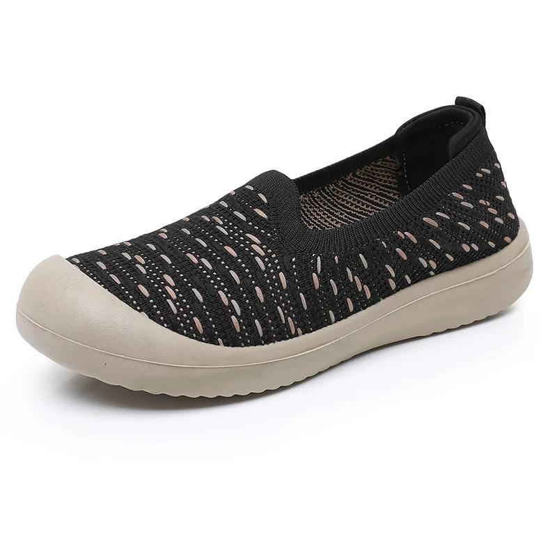 Spring New 2025 Women's Shoes Fashion Breathable Mesh Hollow Round Head Casual Shoes Women Non Slip Slip on Vulcanized Shoes