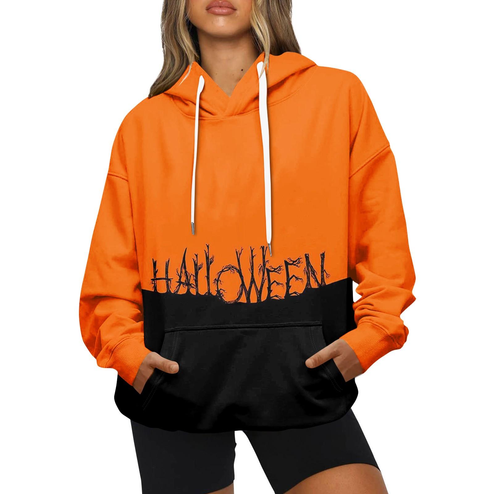 

Жіноча модна повсякденна толстовка з капюшоном і капюшоном на Хеллоуїн S помаранчевий