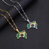 Vintage Brazil Map Drip Oil Necklace - Geometric Ethnic Style, Trendy Stainless Steel Jewelry