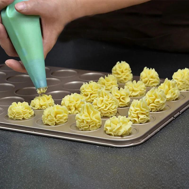 Tavă pentru Macarons din Oțel Carbon cu 30 de Găuri, Antiaderentă, Rotundă, pentru Prăjituri și Deserturi DIY, Covoraș Aurit pentru Copt, Ustensile de Bucătărie