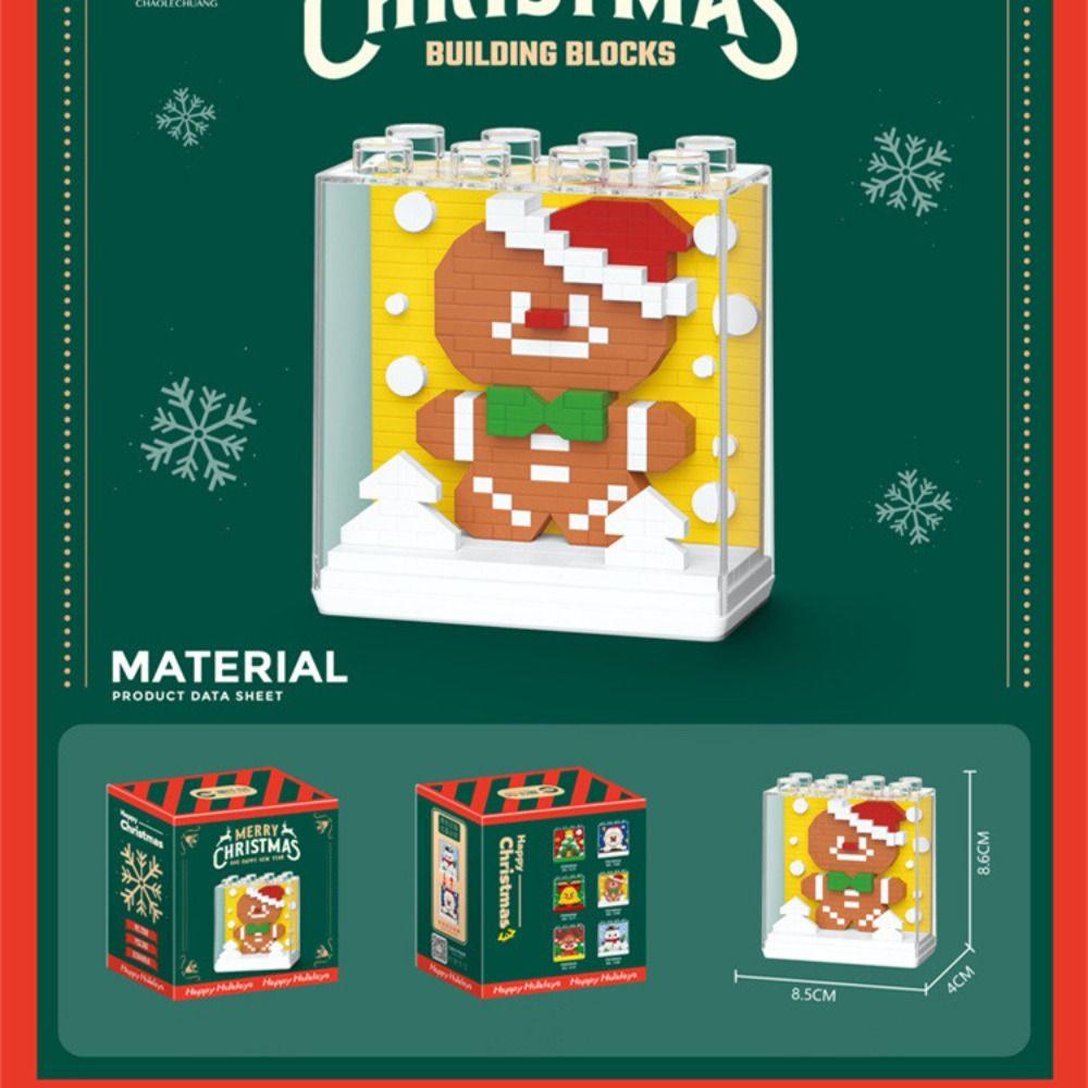 

Acrylic Display Box Educational Building Blocks Santa Claus Model Table Decoration Toys Gingerbread Man