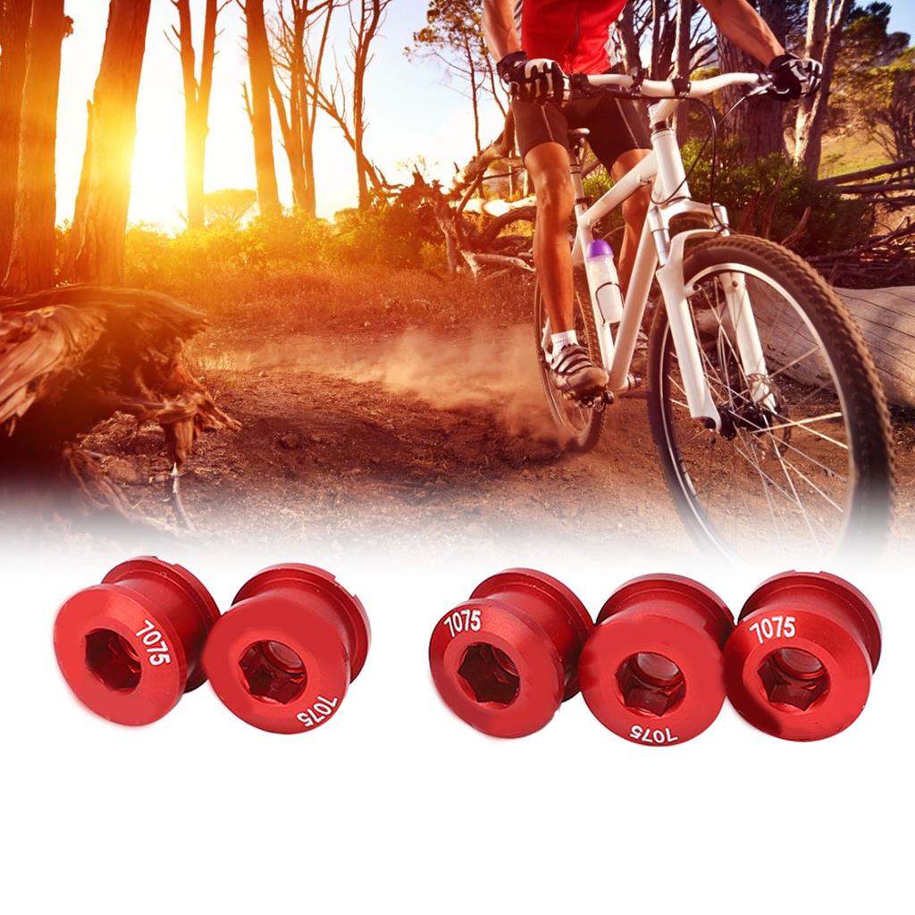 5Pcs Aluminum Alloy Single Chainring Bolts Ultra Light Bicycle Chainring Bolts for Road Mountain Bike Red