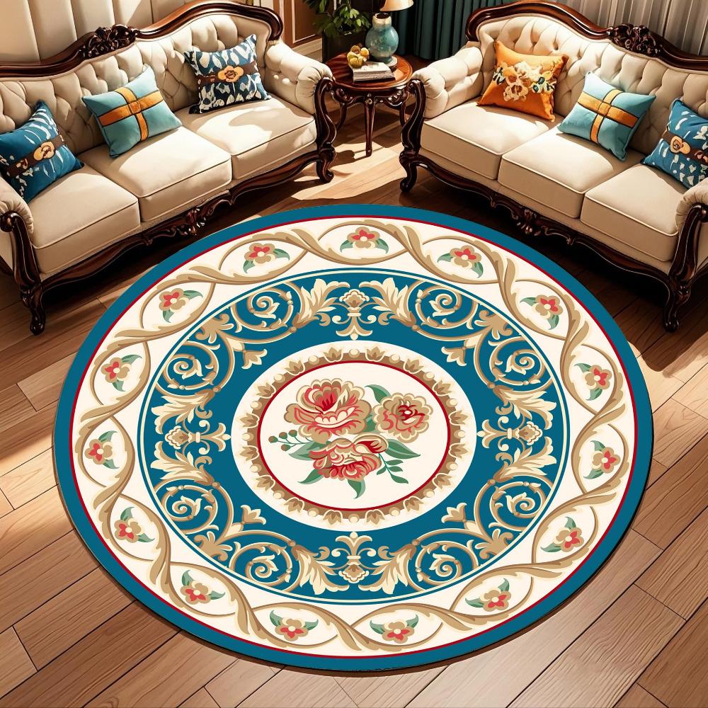 Vintage Bohemian Round Area Rug NonSlip Floor Mat for Living Room Bedroom Sofa Chair Accent Luxury Coffee Table Rug Home Decor