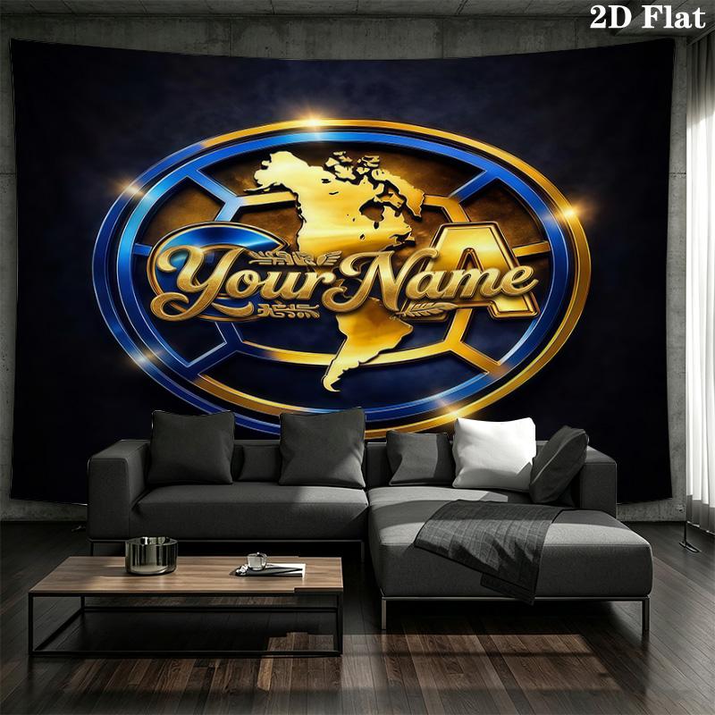 Club America Custom Name Wall Tapestry Aesthetic Wall Hanging Printed Fabric Blanket Decorative Tapestries For Bedroom Living Room Home Decor