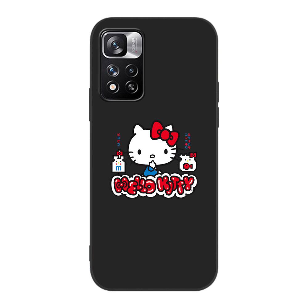 

Hello Kitty Cartoon Case for Xiaomi Redmi 10A 10C 9C 12C 9A 9i 10 12 9 Prime 9T K40 Pro Black Soft TPU Mobile Phone Bag Cover Redmi K40 Pro