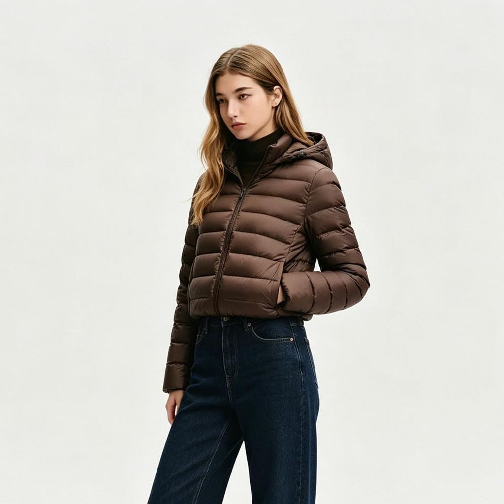European down cotton clothes women's new short light and thin warm slim fashion jacket hooded