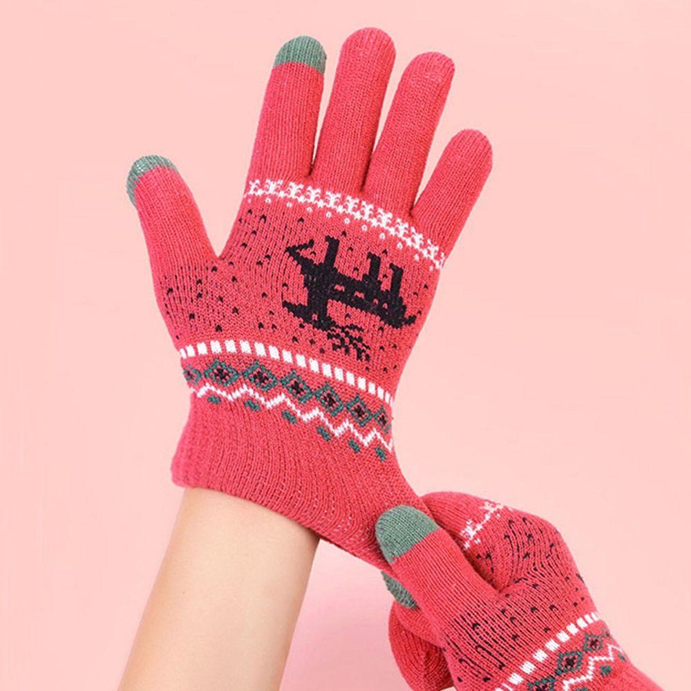 Fleece Lining Winter Gloves Thickened Knitted Gloves Fashion Warm Gloves  Women Men