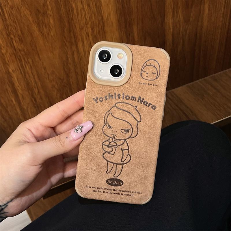 

Инс Осень и Зима Мультяшное Веселое и Креативное Приложение для Apple 16promax Кожа Вельветовая Ткань IPhone 15 Противоударный 14/13 Apple 15