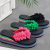 Women's Casual and Versatile Thick Sole Clip Candy Flower Flip Flops