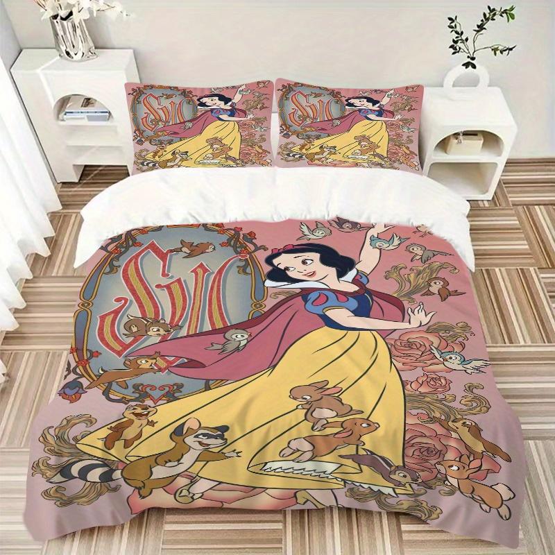 3pcs Snow White and the Animals Bedding Set, Including 1 Quilt Cover and 2 Pillow Shams, Without Filling, Soft and Comfortable Home Bedroom S088