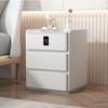 Modern Minimalist Solid Wood Nightstand Cream Style Bedside Table with Wireless Charging Hub Storage Cabinet for Bedroom