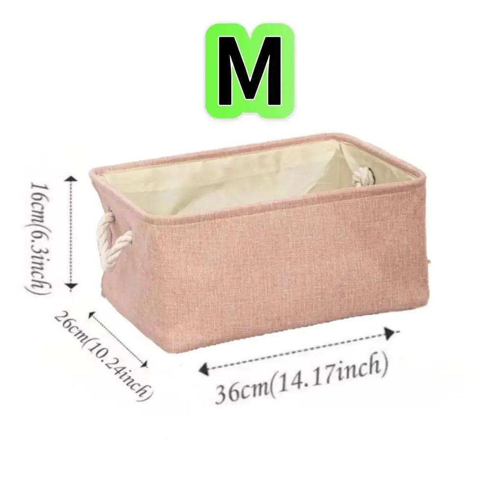 Foldable Storage Bins with Sturdy Cotton Handles Fabric Sundries Storage Basket for Home/Children's Toys/Wardrobe/Storage Basket