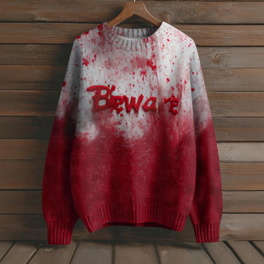 Gensere med lange ermer for kvinner O-hals Casual Søt trykk Strikket Oversized genser