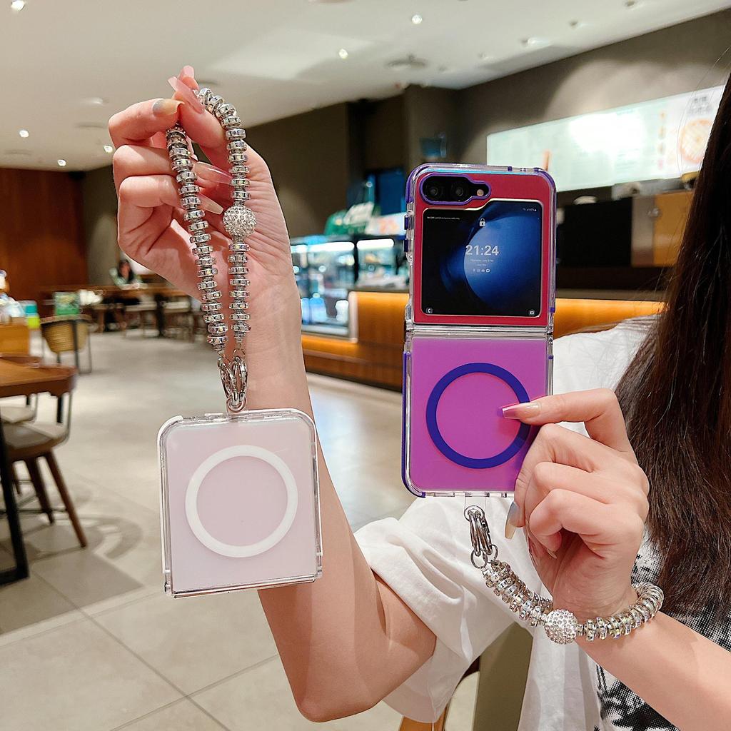 Samsung Z Flip 7 Chameleon Magnetic Case with Diamond Lanyard
