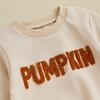 Baby Girls Halloween Set Letter Embroidered Long Sleeve Sweatshirt Plaid Pumpkin Flare Pants Outfits