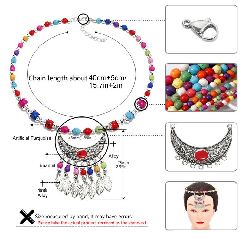 1PC Long Chain Ethnic Style Hair Jewelry Headpieces Forehead Dancing For Women Leaf Tassel Necklace Bohemia Headwear