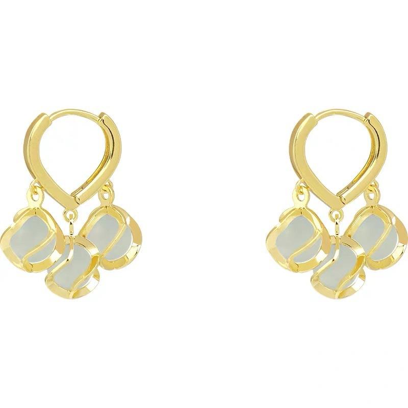 Copper-Unique Temperament Light Luxury Opal Earrings Women'S Niche Earrings High-End Earrings Fashion Ear Buckles