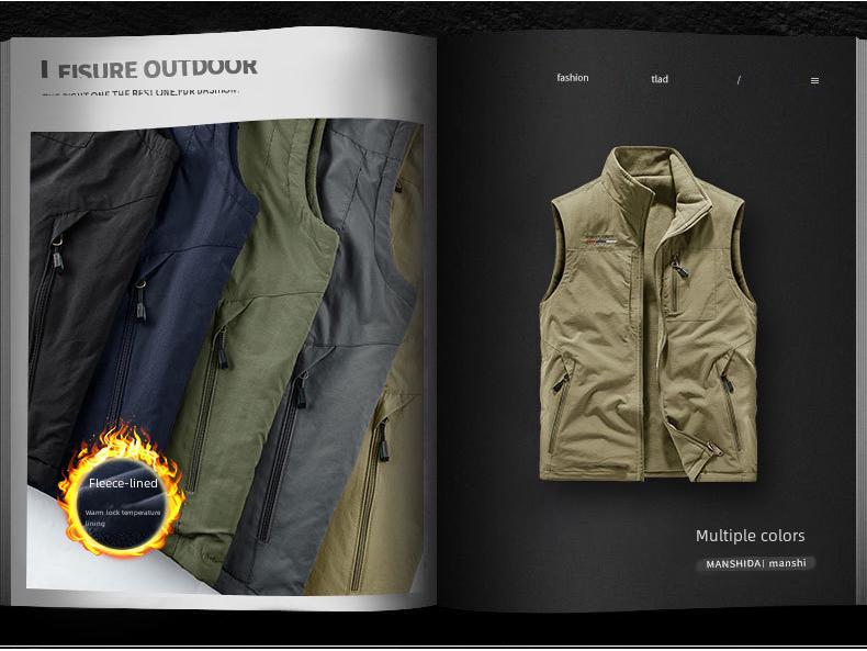 Men's Outdoor Double-Sided Fleece Vest - Thickened Autumn/Winter Polar Fleece Waistcoat