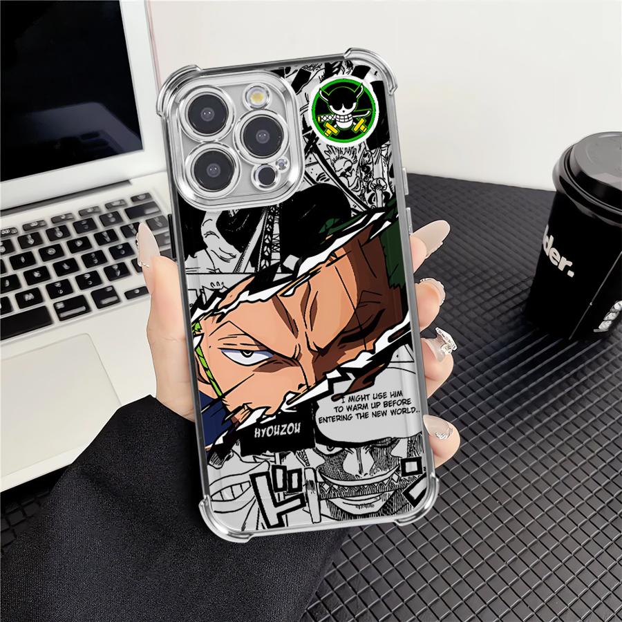 One Pieces Luffys Zoro Plating Phone Case For iPhone 17 17e 16e 16 15 14 13 12 11 Pro Max XSMax Mini Air Plus Anti-Fall Airabag