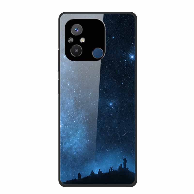 Gehärtetes Glas Case für Redmi 12C Rückabdeckung Hartschalen Case für Xiaomi Redmi 12C 4G Handyhülle Redmi12C Fundas 22120RN86G Cooler Stoßfänger