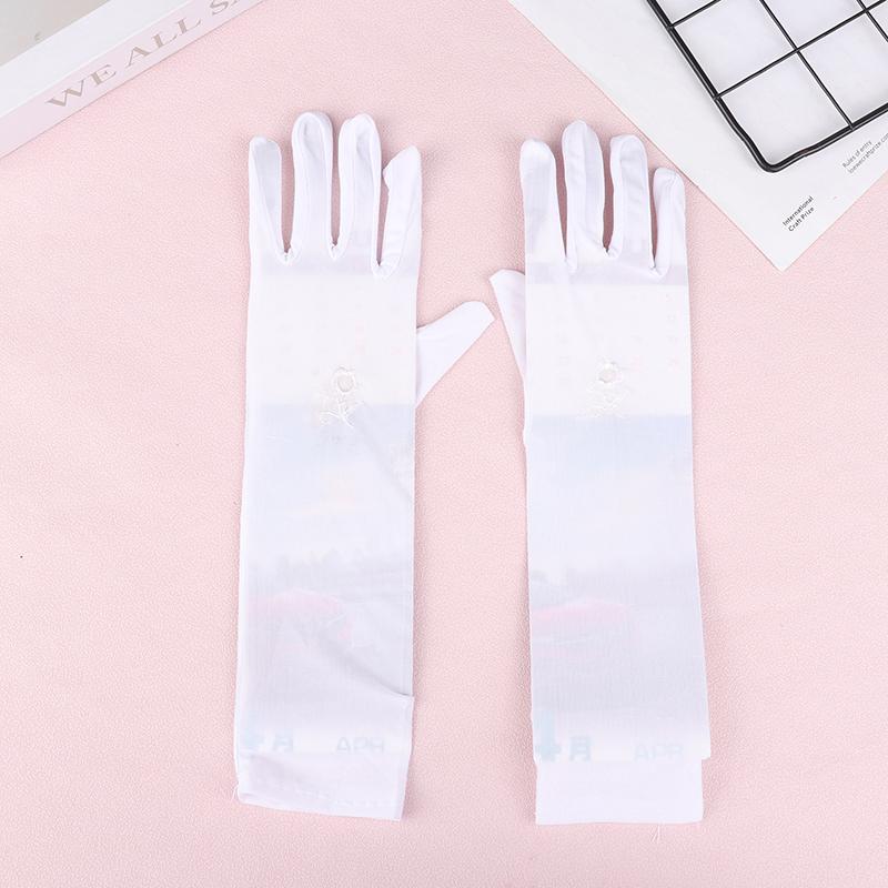 

1 пара варежек солнцезащитные перчатки для вождения эластичные женские анти-УФ перчатки средней длины дышащие перчатки для весны и лета тонкие перчатки белый