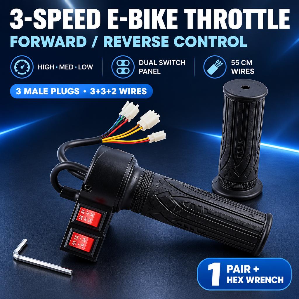 Electric Bike Throttle Grip Pair 22mm Universal Replacement