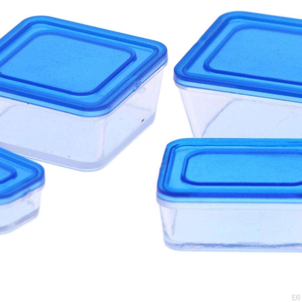 4 Pieces Dollhouse Bento Lunch Boxes 1/12 Box Refrigerator Fresh Keeping Decoration