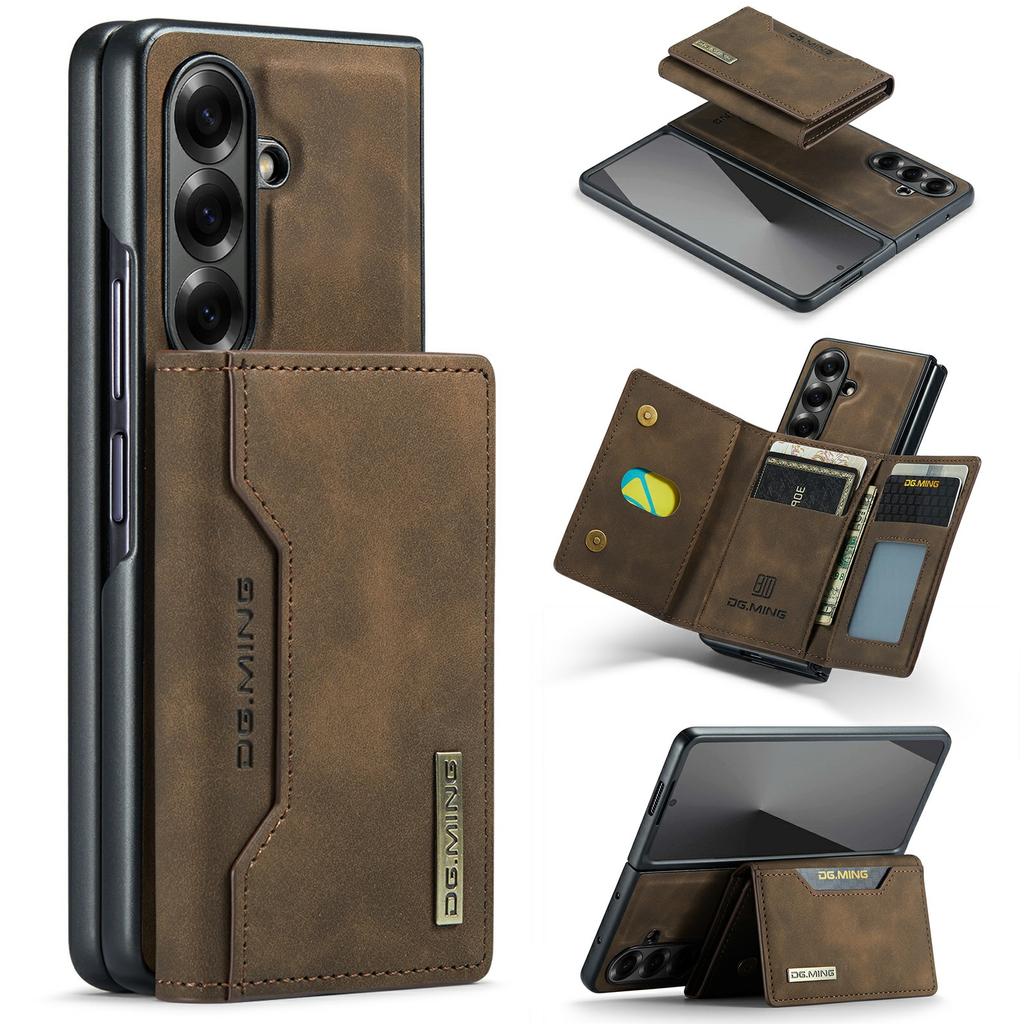 DG.MING M2 Series for Samsung Galaxy Z Fold7 5G Magnetic Case PU + PC + TPU Phone Cover Detachable Wallet Kickstand