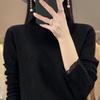 Women's Chiffon Knit Lace Long Sleeve Top with Half High Collar