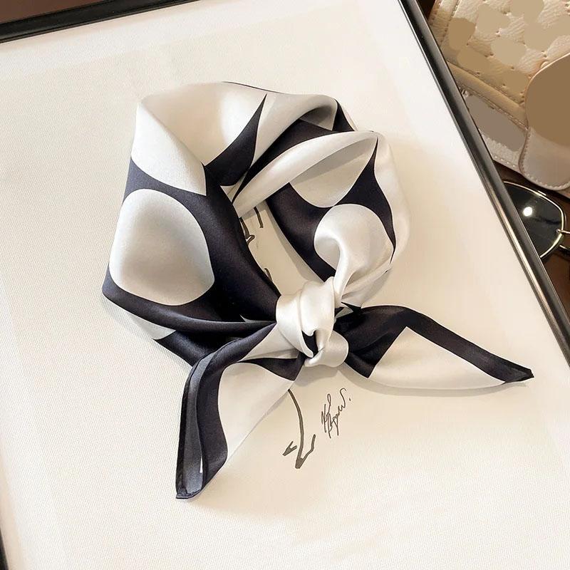 Natural Real Silk Scarf Women New Print Neck Hairband Square Shawl Neckerchief Female Hijab Poncho Bandana Headband