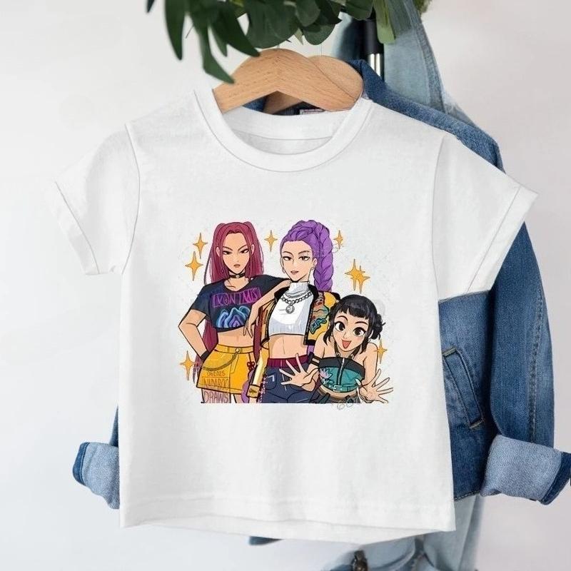 

Детская футболка KPop с принтом «Охотники на демонов», модные повседневные топы, 2025, футболка с круглым вырезом, мультяшная, для девочек и мальчиков, повседневная одежда для маленькой девочки 140