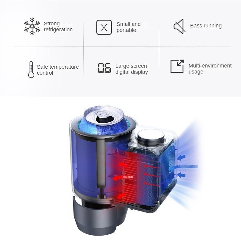 Multifunkční chladicí kelímek do auta, přenosný digitální displej, chladicí kelímek do auta a domácnosti, zařízení pro chlazení nápojů s dvojitým použitím 136 * 90 * 172 mm
