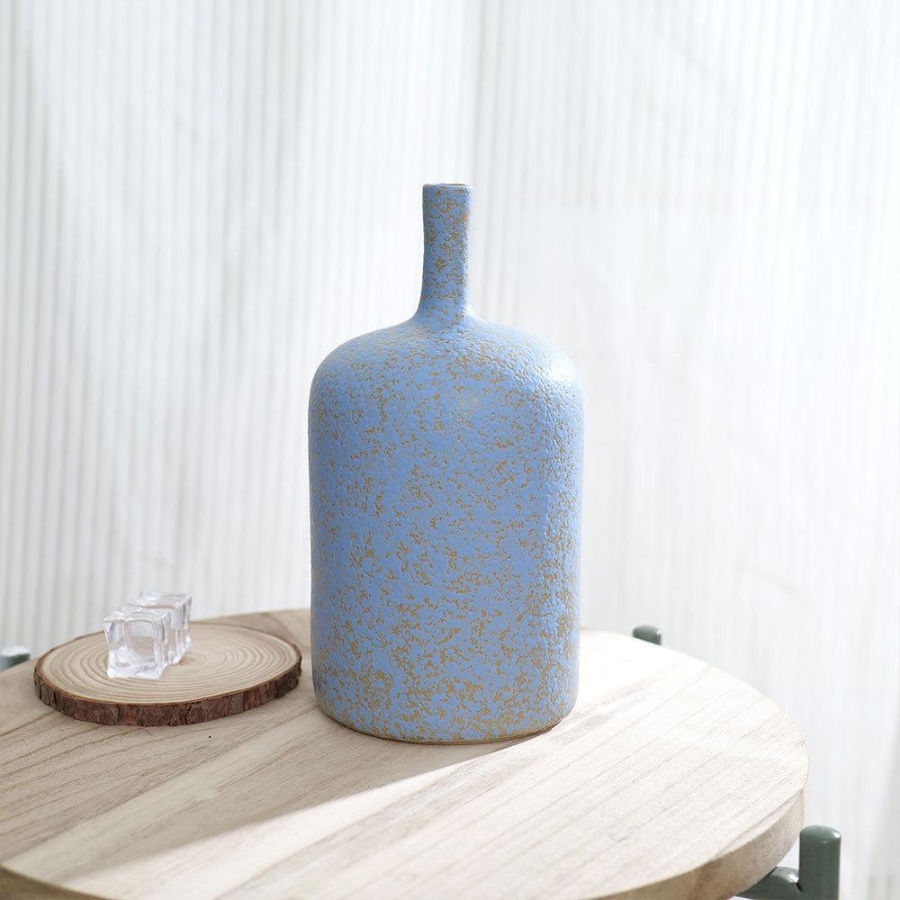 Ceramic Vase Blue Retro Earthenware Jars Flower Vase Coarse Pottery Flower Arrangement Accessories Home Decoration