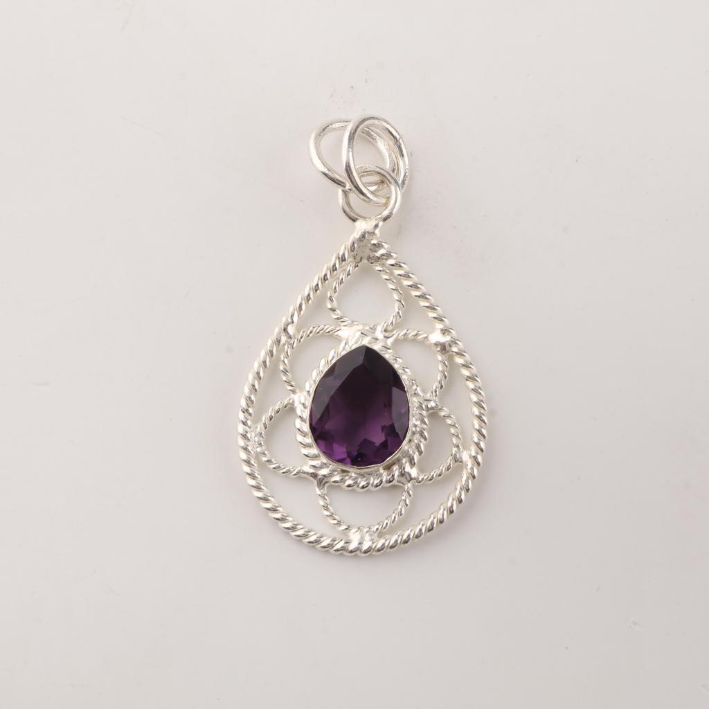 Afrikanischer Amethyst Edelstein 925 Sterling Silber Statement Hübscher Anhänger 1,40" Für Frauen PP-19-2