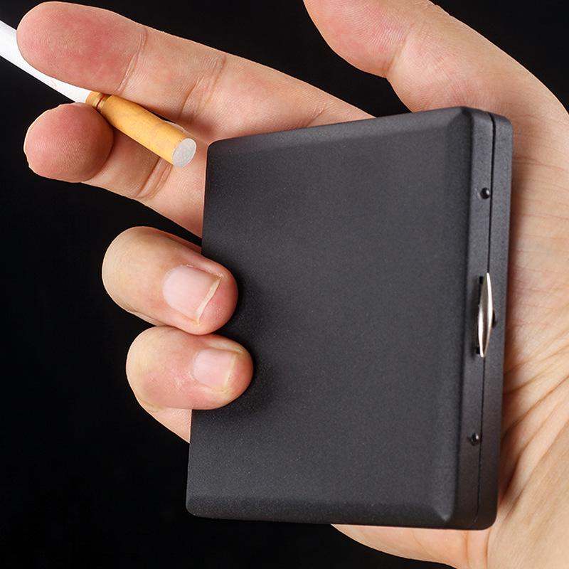 20-Piece Black Matte Metal Cigarette Case, Regular Size, Moisture-Proof & Pressure-Resistant, Minimalist Business Design for Men