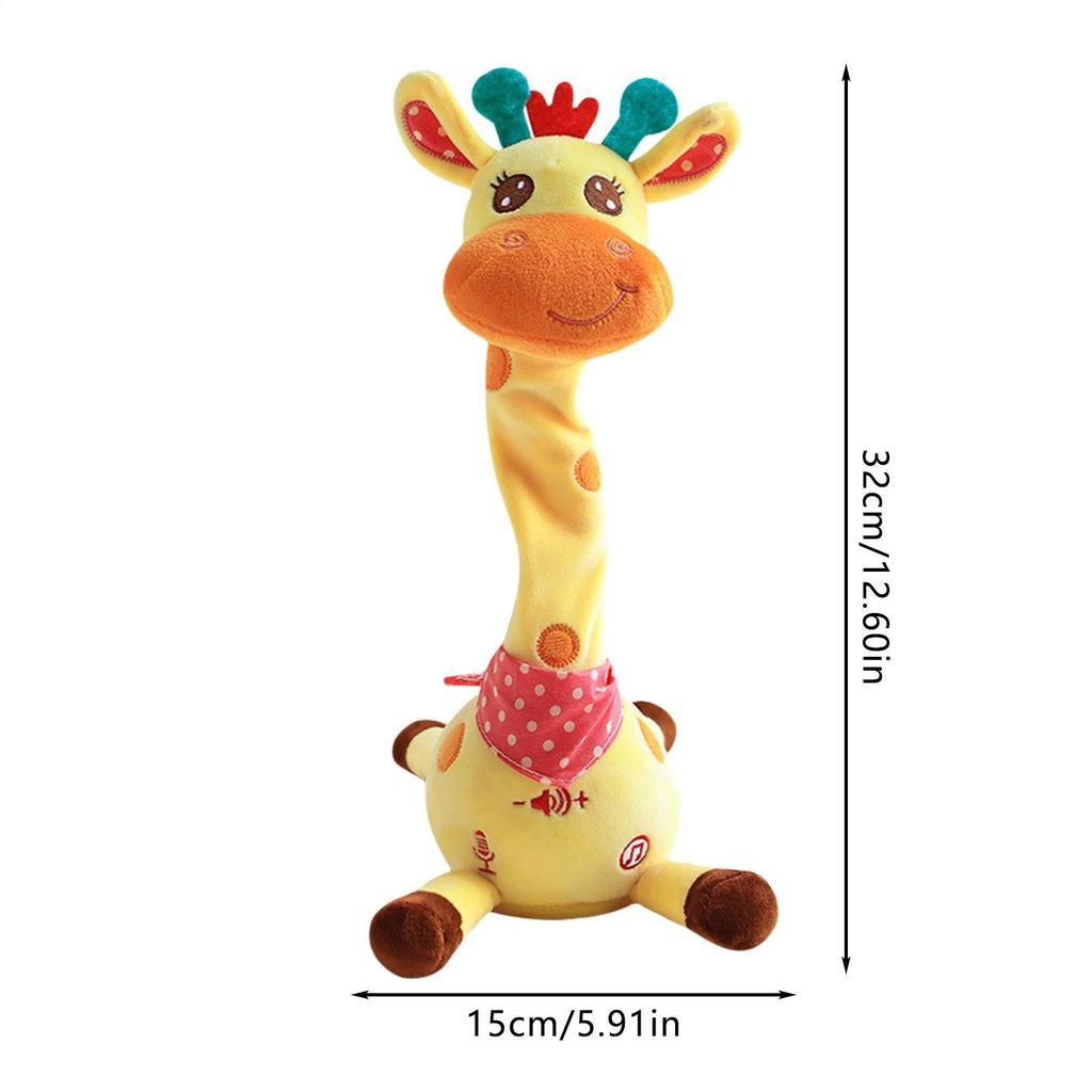 Dancing Talking Giraffe Plush Toy, Rechargeable Musical Educational Doll with Lights, Interactive Baby Gift for Travel Party