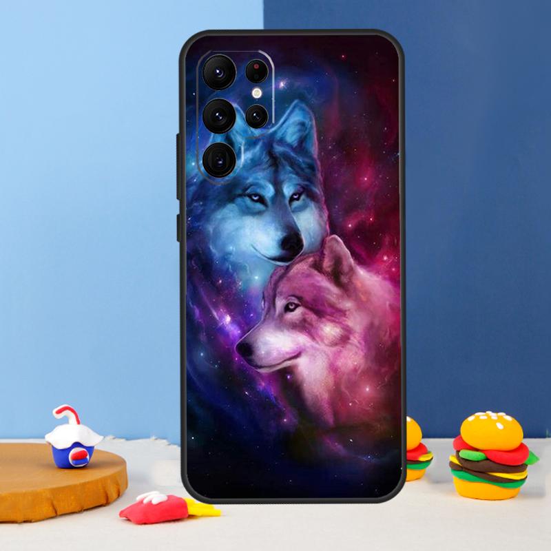 Animal Wolf Galaxy Phone Case For Samsung Galaxy S24 S25 Ultra S9 S10 S20 S22 S21 S23 Plus S24 FE Cover Coque