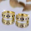 Huitan Noble Women Gold Color Hoop Earrings Inlaid Shiny Blue CZ Bohemian Style Party Lady Accessories Gentle Fashion Jewelry