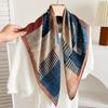 White polka dot peony flower small square scarf cotton and linen silk scarf women's high-end neck yarn air-conditioned room scarf shawl thin