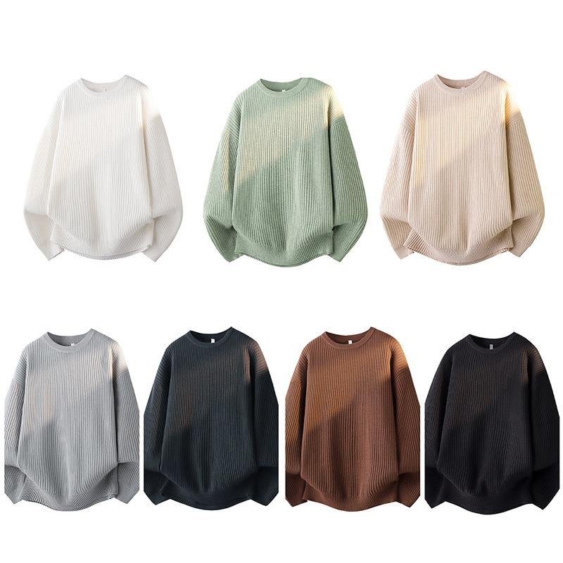 Suéter de punto casual para hombre con cuello redondo Otoño Top Básico