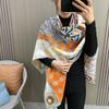 Scarf Women's Spring and Autumn New High-end Printed Decorative Large Square Scarf Temperament Curled Edge Outside Warm Shawl Scarf